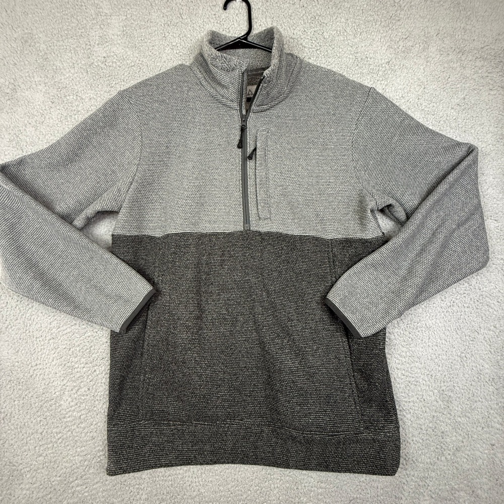 Ascend Mens Gray Two‎ Tone 1/4 Zip Pullover Long Sleeve Casual Sweater M